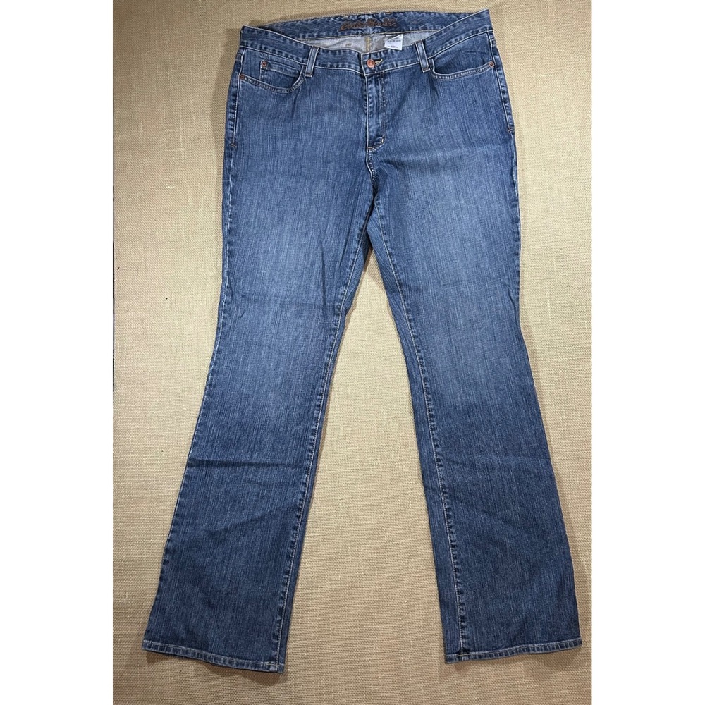Eddie Bauer Womens Blue Bootcut Jeans Size 16L Medium Wash Stretch Denim 0591